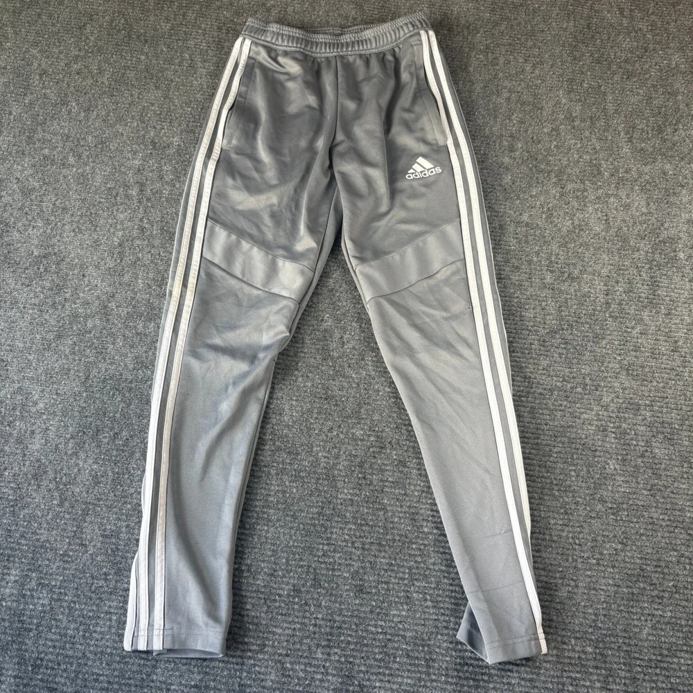 Adidas Tiro Track Pants Mens XS Gray White Striped Tapered Soccer Joggers 4511